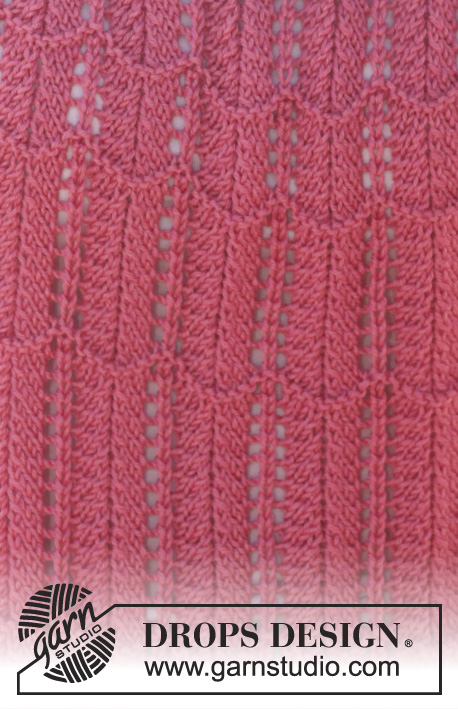 Audrey / DROPS 154-36 - Knitted DROPS top with lace pattern in ”Cotton Merino”. Size: S - XXXL.