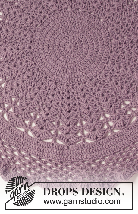 Lila Sun / DROPS 155-10 - Virkad DROPS cirkelkofta i ”Big Merino”. Stl S - XXXL
