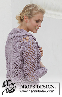 Lila Sun / DROPS 155-10 - Virkad DROPS cirkelkofta i ”Big Merino”. Stl S - XXXL