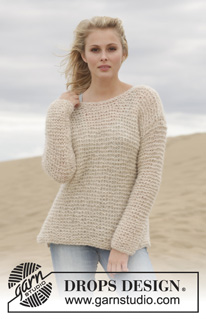 Stormy Weather / DROPS 155-18 - Pull DROPS au point mousse, tricoté avec 2 fils Brushed Alpaca Silk. Du S au XXXL.