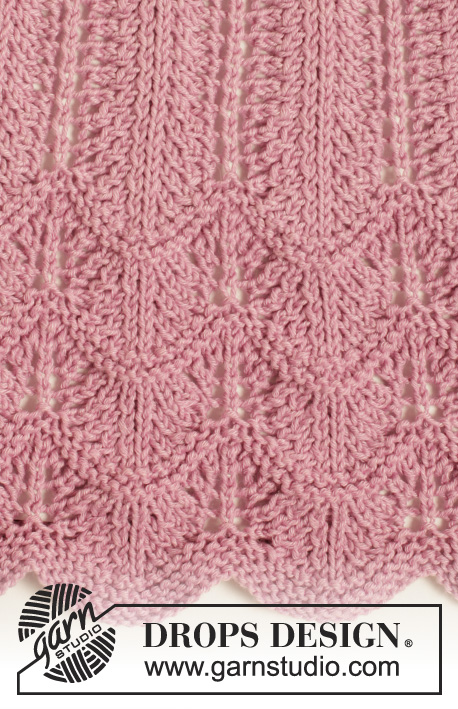 Always Lovely / DROPS 155-30 - Strikket DROPS hals i ”Cotton Merino” med hullmønster.