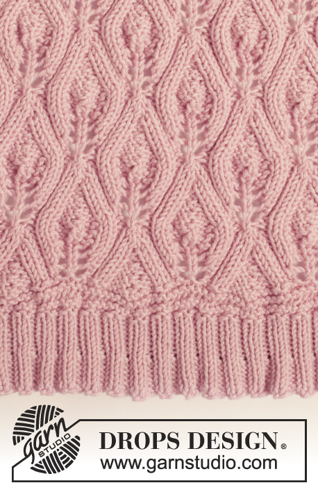 Bellevue / DROPS 155-36 - DROPS bolerko s lístkovým vzorem pletené z příze Cotton Merino. Velikost: S-XXXL. 
