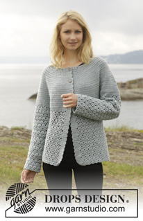 Yesterday Cardigan / DROPS 156-17 - DROPS jakke i ”Merino Extra Fine” med rundt bærestykke og hulmønster hæklet oppefra og ned. Str S - XXXL.