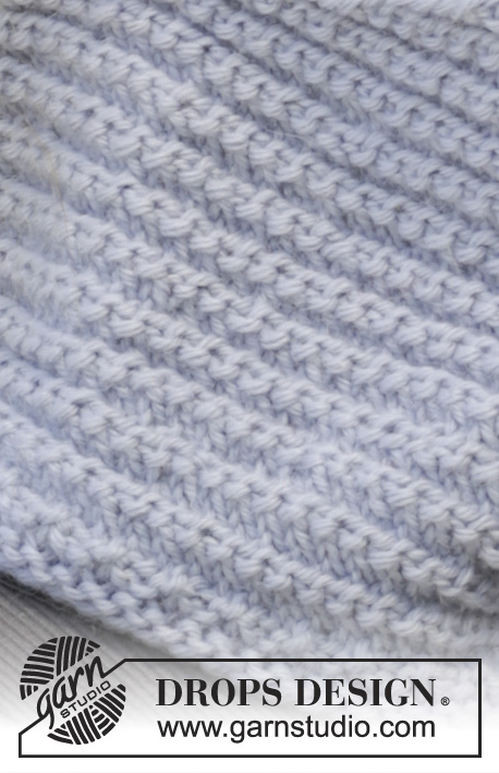 Lavender Frost / DROPS 156-21 - Strikket DROPS lue og hals i ”Cotton Merino” med spiralmønster.
