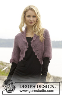 Mathilda / DROPS 156-34 - Knitted DROPS bolero in garter st with lace edge in ”Kid-Silk”. Size S-XXXL.
