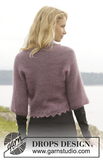 Mathilda / DROPS 156-34 - Knitted DROPS bolero in garter st with lace edge in ”Kid-Silk”. Size S-XXXL.