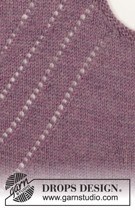 Grapevine / DROPS 156-36 - Knitted DROPS jumper or jacket with lace pattern and buttons on the back in ”Karisma” or Belle. Size: S - XXXL.