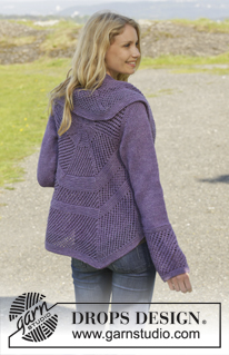 Saralyn / DROPS 156-37 - Gestrickte DROPS Kreisjacke in ”Big Merino” mit Krausrippen und Lochmuster. Größe S - XXXL.