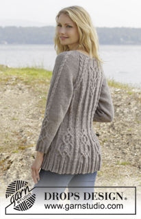 Alana Cardigan / DROPS 156-4 - Strikket DROPS jakke i ”Karisma” med fletter og raglan, strikket ovenfra og ned. Str S-XXL.
