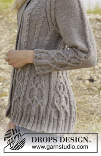 Alana Cardigan / DROPS 156-4 - Strikket DROPS jakke i ”Karisma” med fletter og raglan, strikket ovenfra og ned. Str S-XXL.