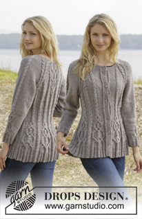 Alana Cardigan / DROPS 156-4 - Strikket DROPS jakke i ”Karisma” med fletter og raglan, strikket ovenfra og ned. Str S-XXL.
