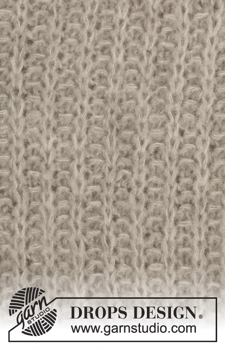 Lazy Afternoon / DROPS 157-20 - Pull DROPS avec raglan et fausses côtes anglaises, tricoté de haut en bas (ʺ top down ʺ), avec 2 fils ”Brushed Alpaca Silk”. Du S au XXXL