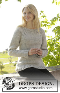 Virginia / DROPS 157-29 - Gebreide DROPS trui met boordsteek en raglan, van boven naar beneden gebreid van ”Snow”. Maat: S - XXXL.