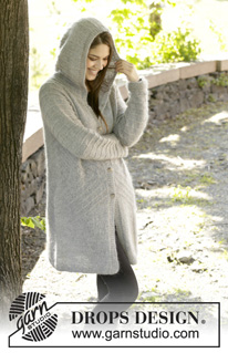 Autumn Getaway / DROPS 157-3 - Strikket DROPS jakke i ”Alpaca” og ”Kid-Silk” med raglan, hætte og struktur mønster strikket oppefra og ned. Str S - XXXL.
