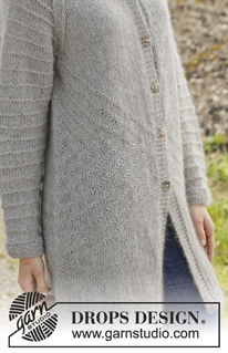 Autumn Getaway / DROPS 157-3 - Strikket DROPS jakke i ”Alpaca” og ”Kid-Silk” med raglan, hætte og struktur mønster strikket oppefra og ned. Str S - XXXL.