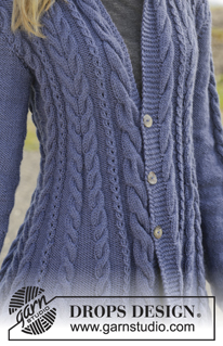 Morning Glory / DROPS 158-1 - Knitted DROPS jacket with cables and shawl collar in ”Karisma”. Size: S - XXXL.