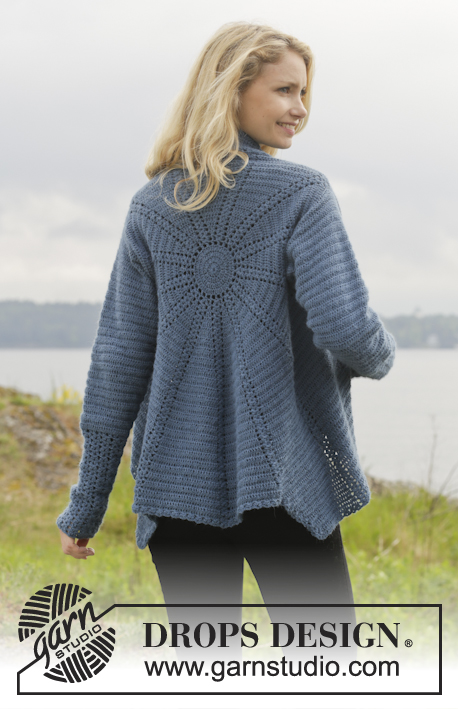 Winter Solstice / DROPS 158-10 - Crochet DROPS jacket worked in a circle in Alpaca. Size: S - XXXL.
