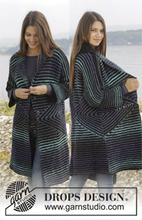 Northern Lights / DROPS 158-17 - Knitted DROPS jacket in garter st with short rows and stripes, worked top down in ”Big Delight” and ”Nepal”. Size: S - XXXL.