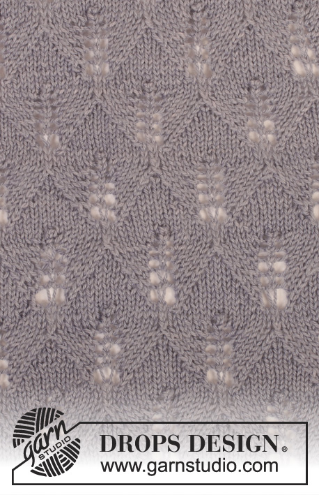Feathers / DROPS 158-37 - Strikket DROPS jakke i ”BabyAlpaca Silk” med hullmønster og glattstrikkede ermer. Str S - XXXL.