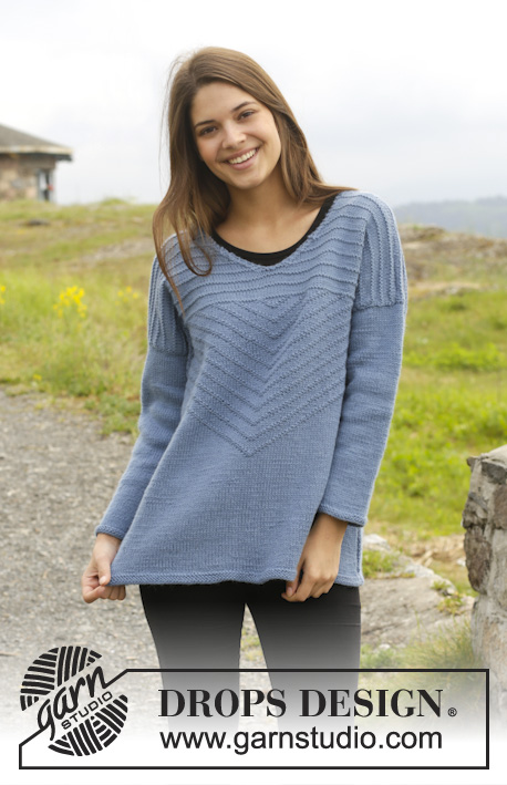 Lazy Sunday Afternoon / DROPS 158-9 - Knitted DROPS jumper in garter st with textured pattern in ”Lima” or Belle. Size: S - XXXL.