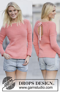 Summer in Paris / DROPS 159-10 - Strikket DROPS bluse i ”Paris” med raglan, slids og hulmønster. Strikket ovenfra og ned. Str S - XXXL