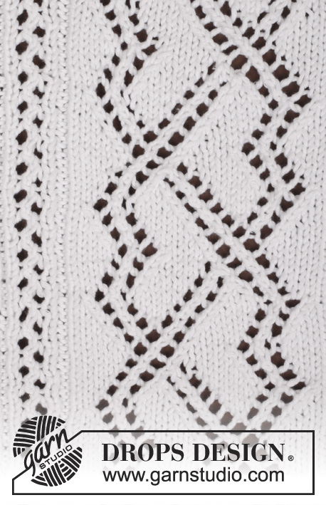 Sophie / DROPS 159-13 - Knitted DROPS jumper with lace pattern an bobbles in ”Paris”. Size: S - XXXL.