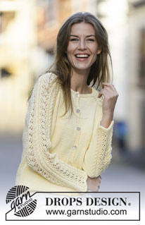 Angela Cardigan / DROPS 159-28 - Strikket DROPS jakke i ”Muskat” med hulmønster og raglan. Str S - XXXL.