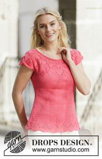 Call It Spring / DROPS 159-4 - Maglia DROPS lavorata ai ferri a maglia rasata con motivo traforato e sprone rotondo in ”Muskat”. Taglie: S - XXXL.