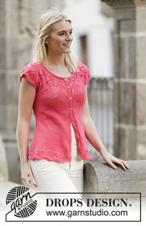 Call It Spring Cardigan / DROPS 159-5 - Strikket DROPS jakke i ”Muskat” med hulmønster, glatstrik og rundt bærestykke. Str S - XXXL.