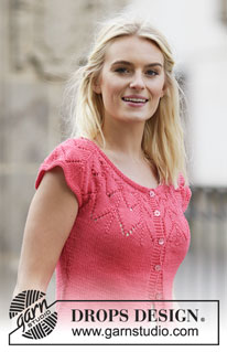 Call It Spring Cardigan / DROPS 159-5 - Strikket DROPS jakke i ”Muskat” med hulmønster, glatstrik og rundt bærestykke. Str S - XXXL.