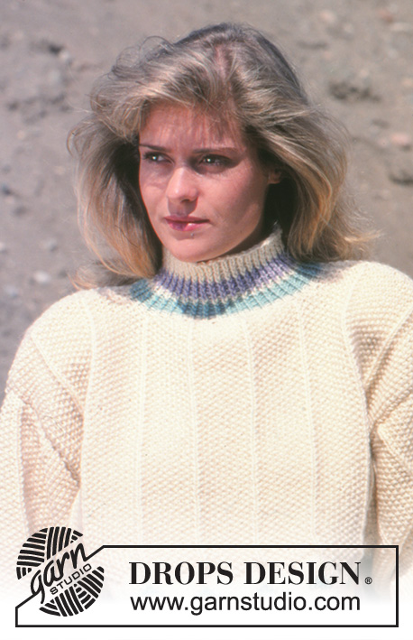 Geometric Perfection / DROPS 16-1 - DROPS jumper with flower border in “Alaska”.