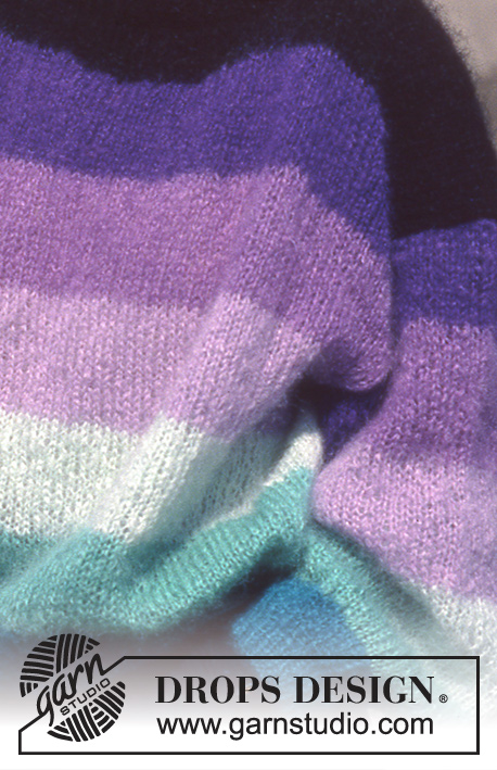 Midnight Hues / DROPS 16-12 - DROPS jumper with stripes in “Vienna”. S – L.