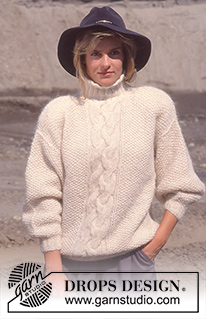 Mariella / DROPS 16-17 - DROPS jumper with cable pattern in Ardesia, Vienna or Melody. 
Size S – L.