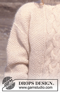 Mariella / DROPS 16-17 - DROPS jumper with cable pattern in Ardesia, Vienna or Melody. 
Size S – L.