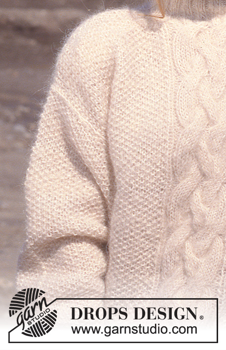 Mariella / DROPS 16-17 - DROPS jumper with cable pattern in Ardesia, Vienna or Melody. 
Size S – L.