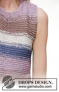 Downtown / DROPS 160-11 - Gebreid DROPS topje in ribbelst van 2 draden ”Cotton Viscose”. Maat: S - XXXL.