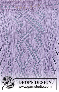 Ella / DROPS 160-15 - Gebreide DROPS poncho met kantpatroon en splitten van ”Big Merino”. Maat: S - XXXL.