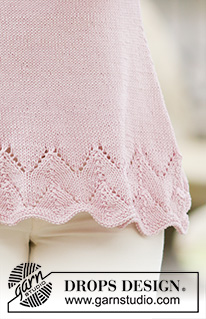 Ayla / DROPS 160-18 - Knitted DROPS tunic in garter st with lace pattern in ”Muskat”. Size: S - XXXL.