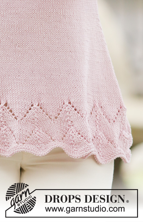 Ayla / DROPS 160-18 - Knitted DROPS tunic in garter st with lace pattern in ”Muskat”. Size: S - XXXL.