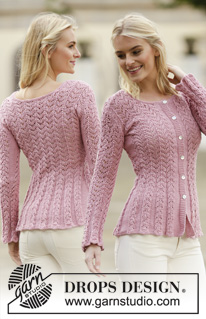 Love Is In The Air Cardigan / DROPS 160-2 - Knitted DROPS jacket with lace pattern in ”Muskat” or Belle. Size: S - XXXL.