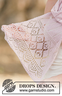 Savannah Stroll / DROPS 160-20 - Knitted DROPS shawl with lace pattern in Lace or BabyAlpaca Silk.
