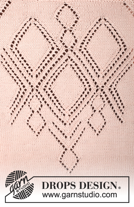 Peach Macaroon / DROPS 160-23 - Knitted DROPS jacket with lace pattern and raglan in ”Muskat”. Worked top down. Size: S - XXXL.