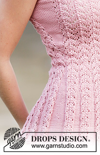 Love Is In The Air / DROPS 160-24 - Knitted DROPS top with lace pattern in ”Muskat”. Size: S - XXXL.