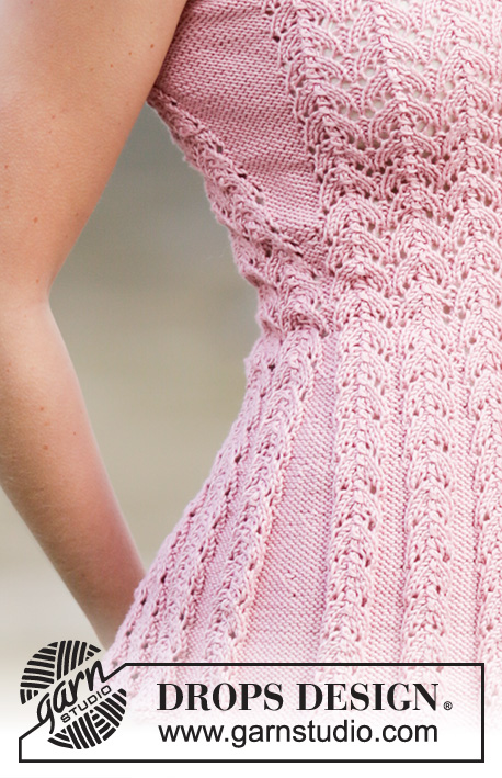 Love Is In The Air / DROPS 160-24 - Knitted DROPS top with lace pattern in ”Muskat”. Size: S - XXXL.