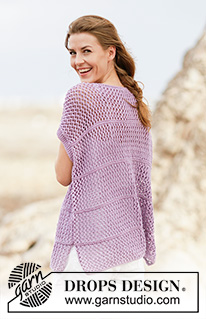Wonderful Iris / DROPS 160-28 - Strikket DROPS top i ”Big Merino” med hulmønster. Str S - XXXL