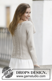 Beverly / DROPS 160-9 - Gebreid DROPS vest met dubbele rij knopen, kantpatroon en kabels van Cotton Light of Belle. Maat: S - XXXL.