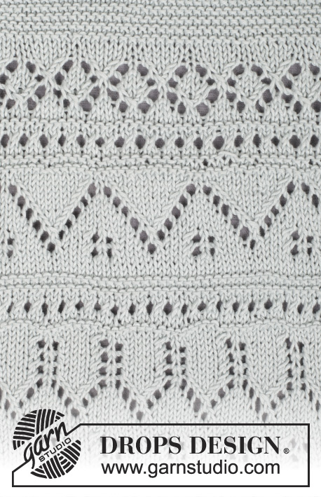 Ava / DROPS 161-14 - Top de punto DROPS en pt musgo con patrón de calados, tejido de arriba abajo en ”Safran”. Talla S-XXXL.