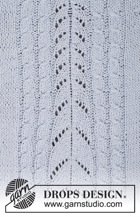 Weekend Love / DROPS 161-2 - Knitted DROPS jacket with lace pattern, cables and collar in ”Paris”. Size: S - XXXL.