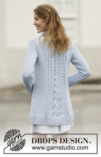 Weekend Love / DROPS 161-2 - Knitted DROPS jacket with lace pattern, cables and collar in ”Paris”. Size: S - XXXL.