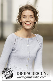 Juliana Cardigan / DROPS 161-23 - Stickad DROPS kofta i ”BabyAlpaca Silk” med raglan och hålmönster. Stl S - XXXL.